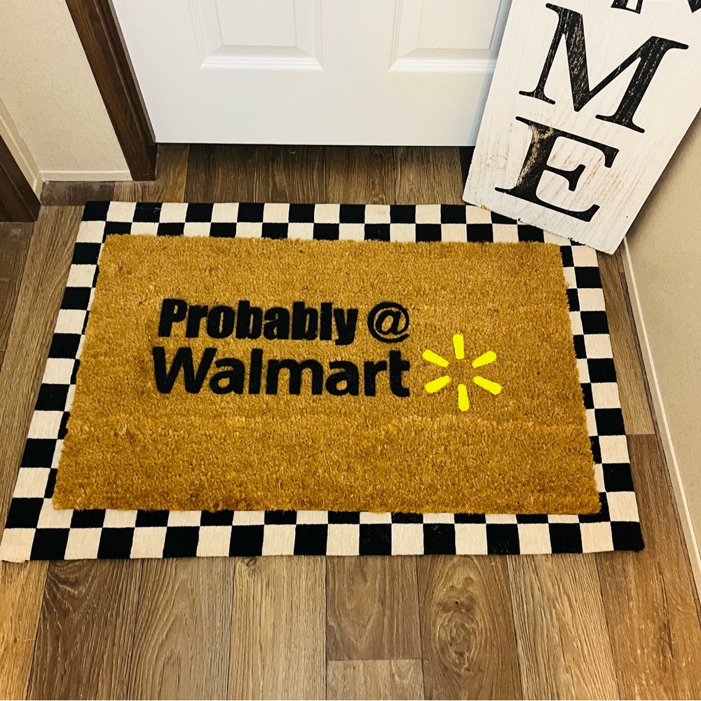 Custom Handmade Front Doormat W checkered layering mat